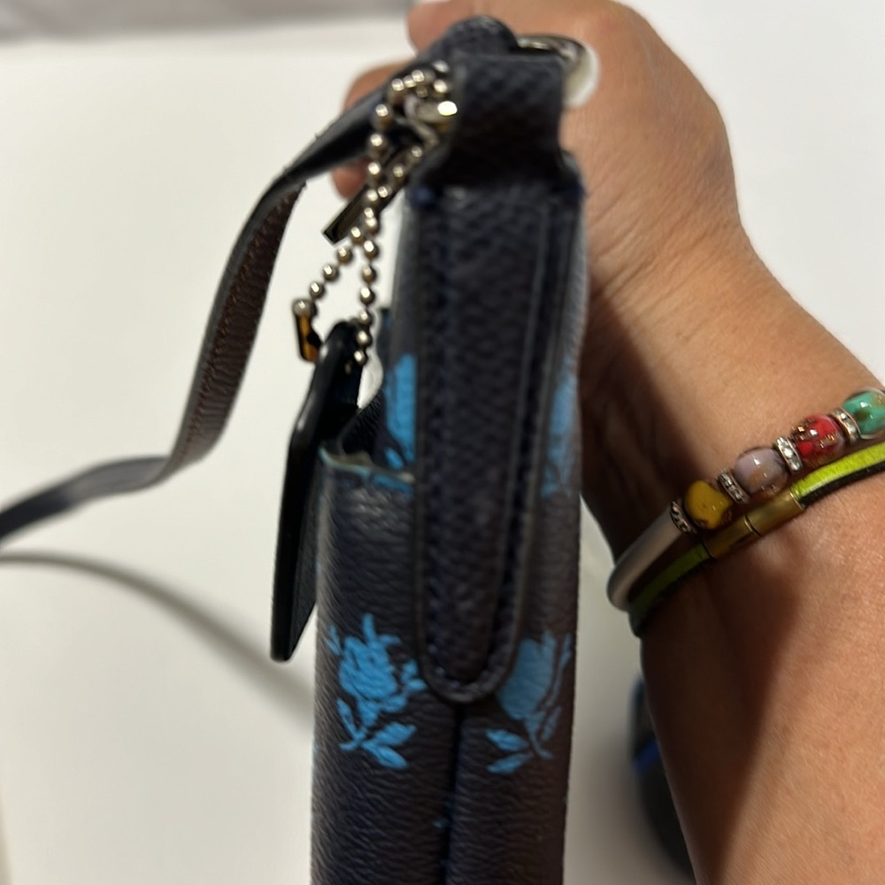 Coach Badlands Blue Midnight Floral East West Pop Out Pouch Crossbody Bag - Picture 13 of 14